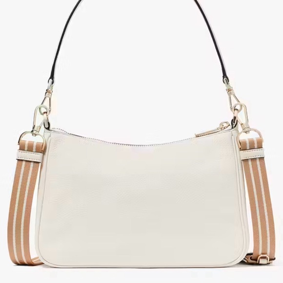 Kate Spade Rosie Parchment Pebbled Leather Shoulder Bag w/ guitar strap & pouch - Picture 5 of 7